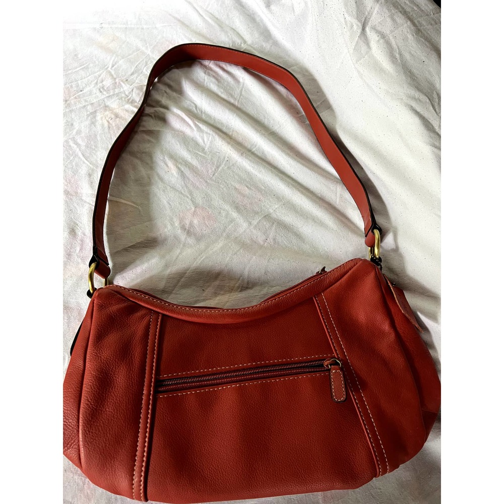 Croft & Barrow red leather shoulder pebbled bag